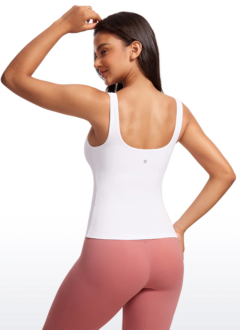 Butterlaxe Waist Length Built-in Bra Tanks U Neck - Image 10