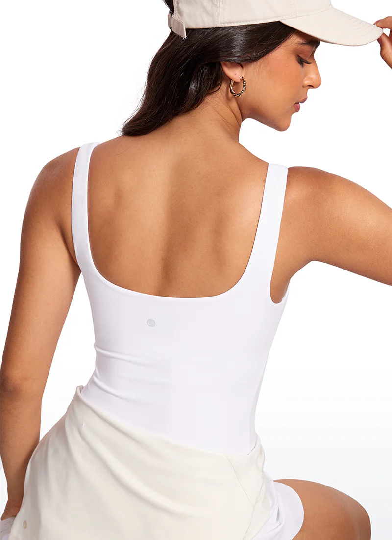 Butterlaxe Waist Length Built-in Bra Tanks U Neck - Image 12