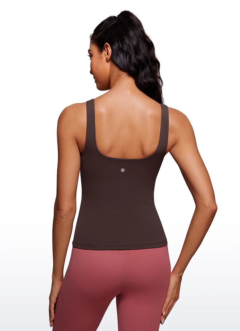 Butterlaxe Waist Length Built-in Bra Tanks U Neck - Image 2