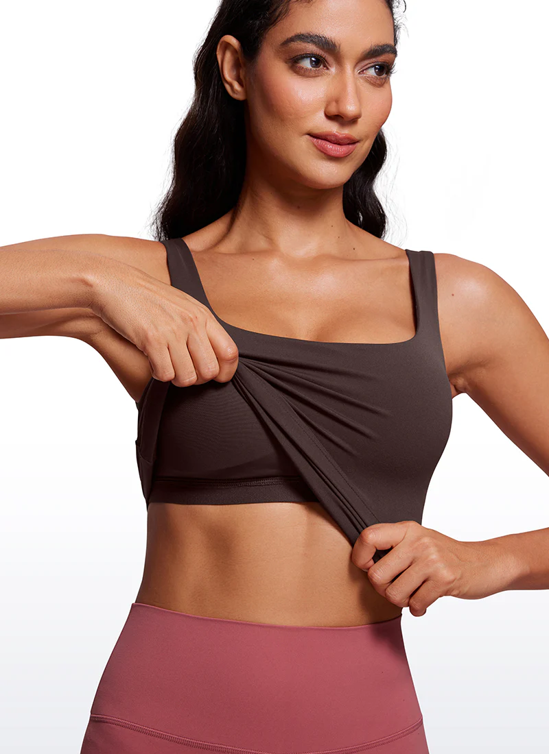 Butterlaxe Waist Length Built-in Bra Tanks U Neck - Image 4