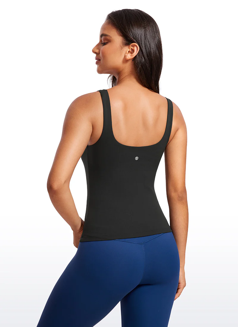 Butterlaxe Waist Length Built-in Bra Tanks U Neck - Image 6