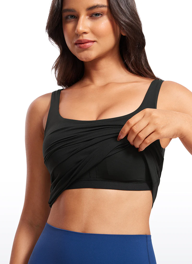 Butterlaxe Waist Length Built-in Bra Tanks U Neck - Image 8