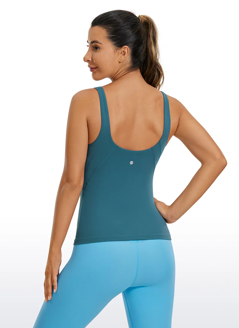 Butterluxe Waist-Length Built-in Bra Tank V Neck - Image 12