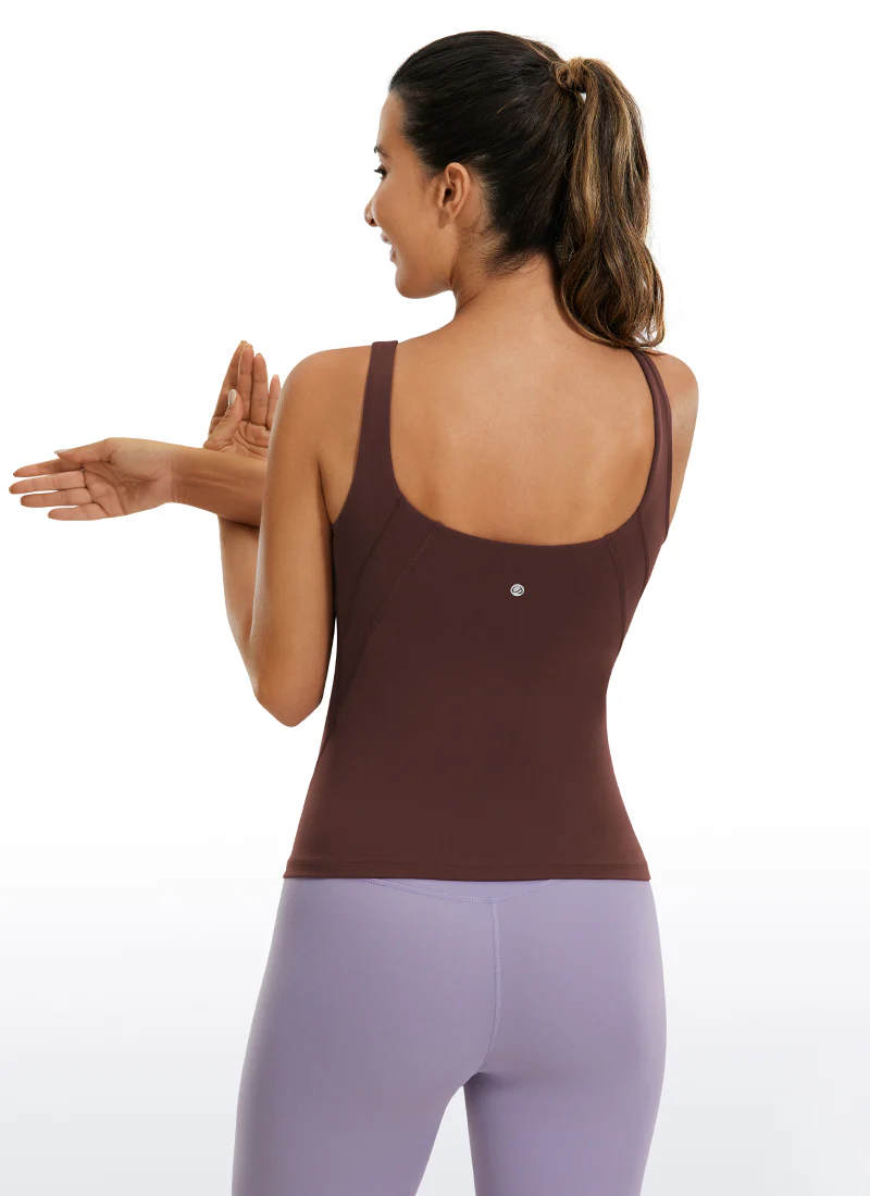 Butterluxe Waist-Length Built-in Bra Tank V Neck - Image 2