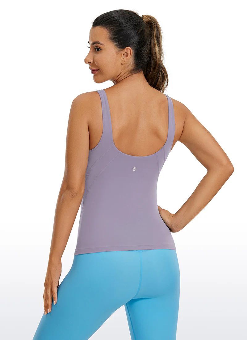 Butterluxe Waist-Length Built-in Bra Tank V Neck - Image 20