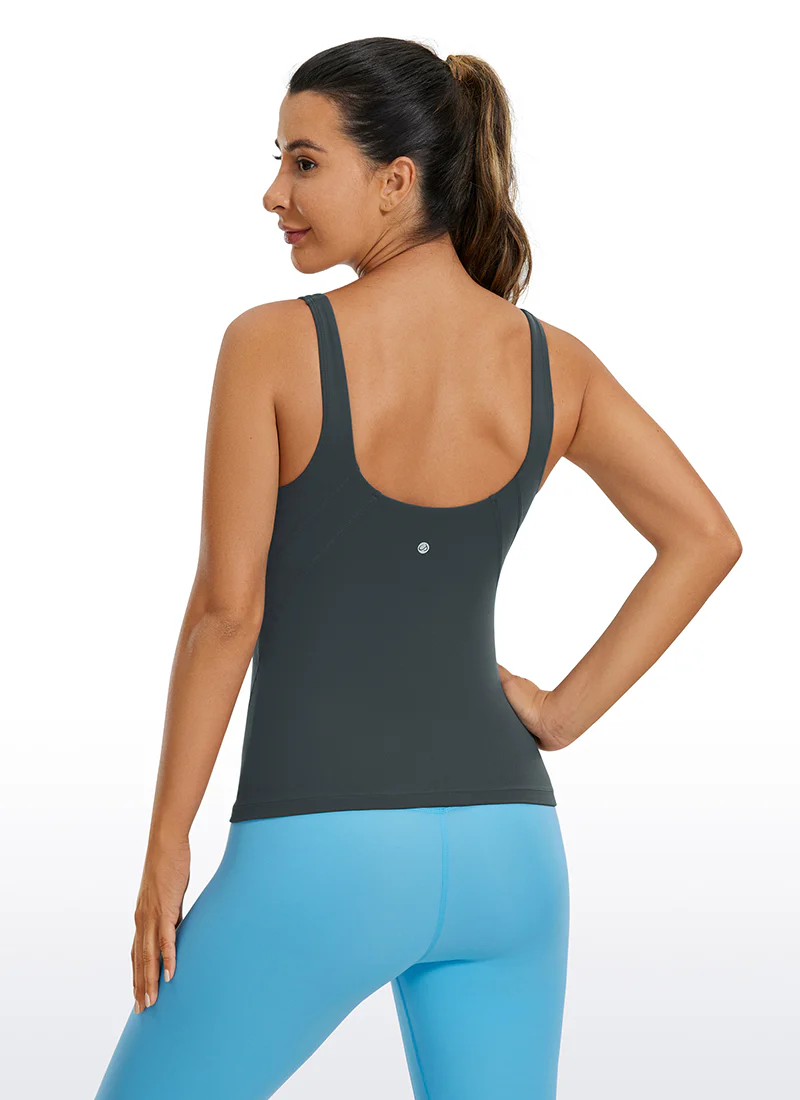Butterluxe Waist-Length Built-in Bra Tank V Neck - Image 24
