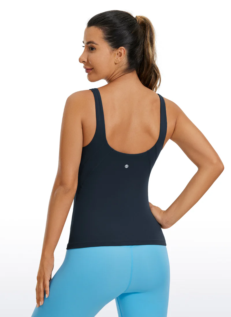 Butterluxe Waist-Length Built-in Bra Tank V Neck - Image 31