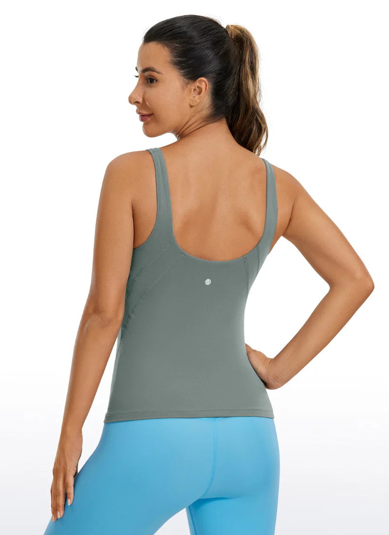Butterluxe Waist-Length Built-in Bra Tank V Neck - Image 35