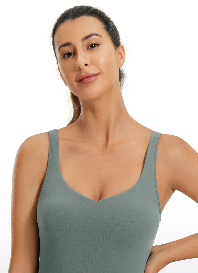 Butterluxe Waist-Length Built-in Bra Tank V Neck - Image 36