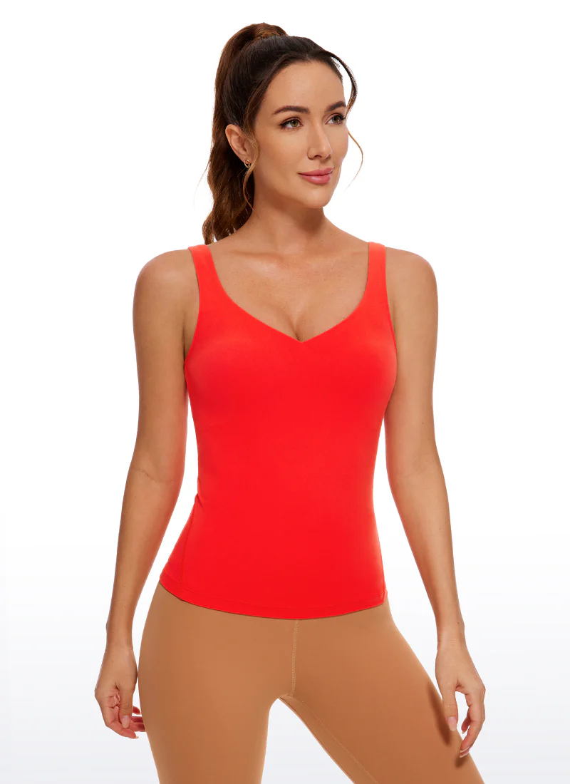 Butterluxe Waist-Length Built-in Bra Tank V Neck - Image 41