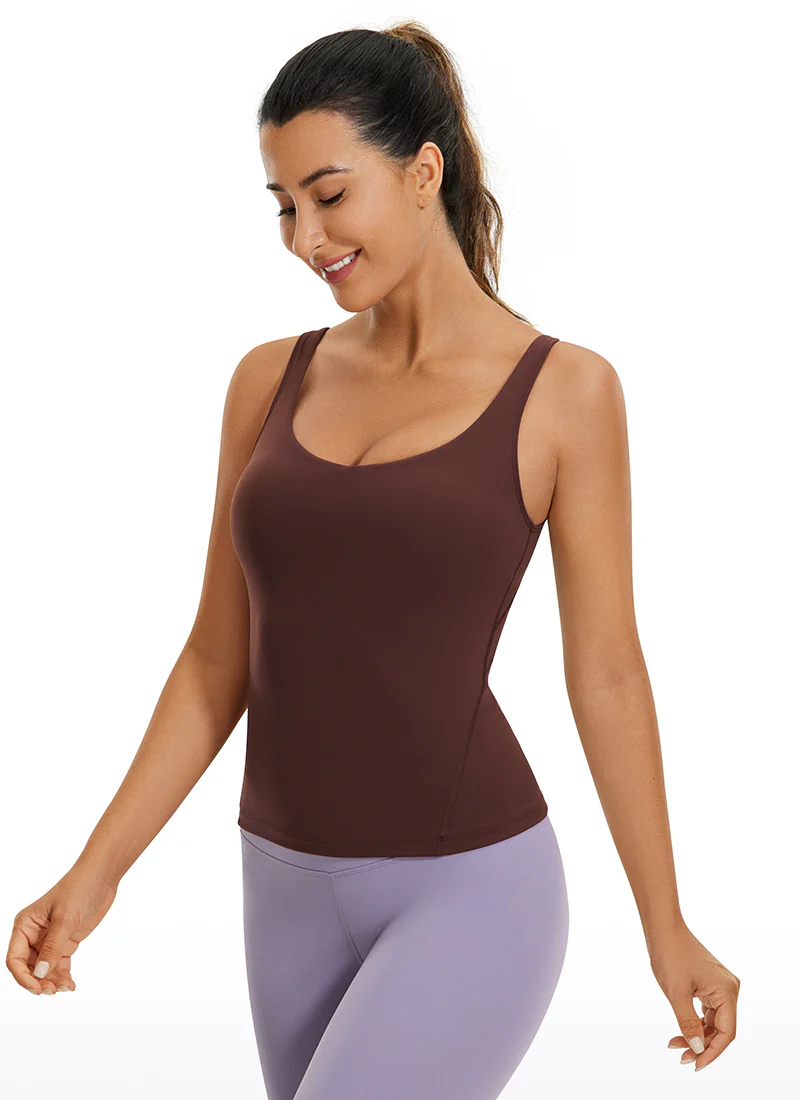 Butterluxe Waist-Length Built-in Bra Tank V Neck - Image 49