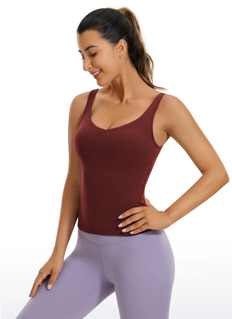 Butterluxe Waist-Length Built-in Bra Tank V Neck - Image 8