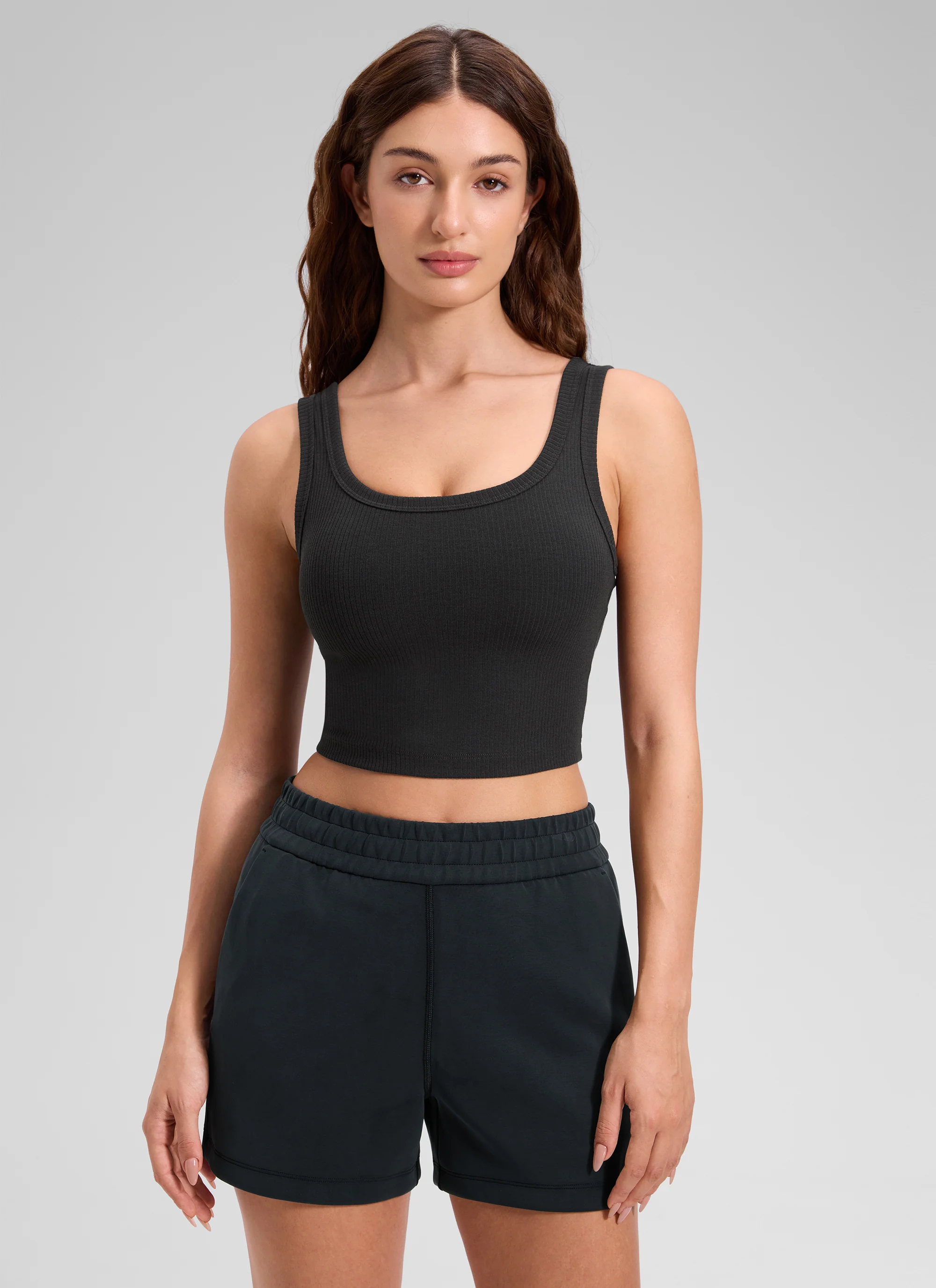 Ribbed U Neck Built in Bra Tank - Image 11