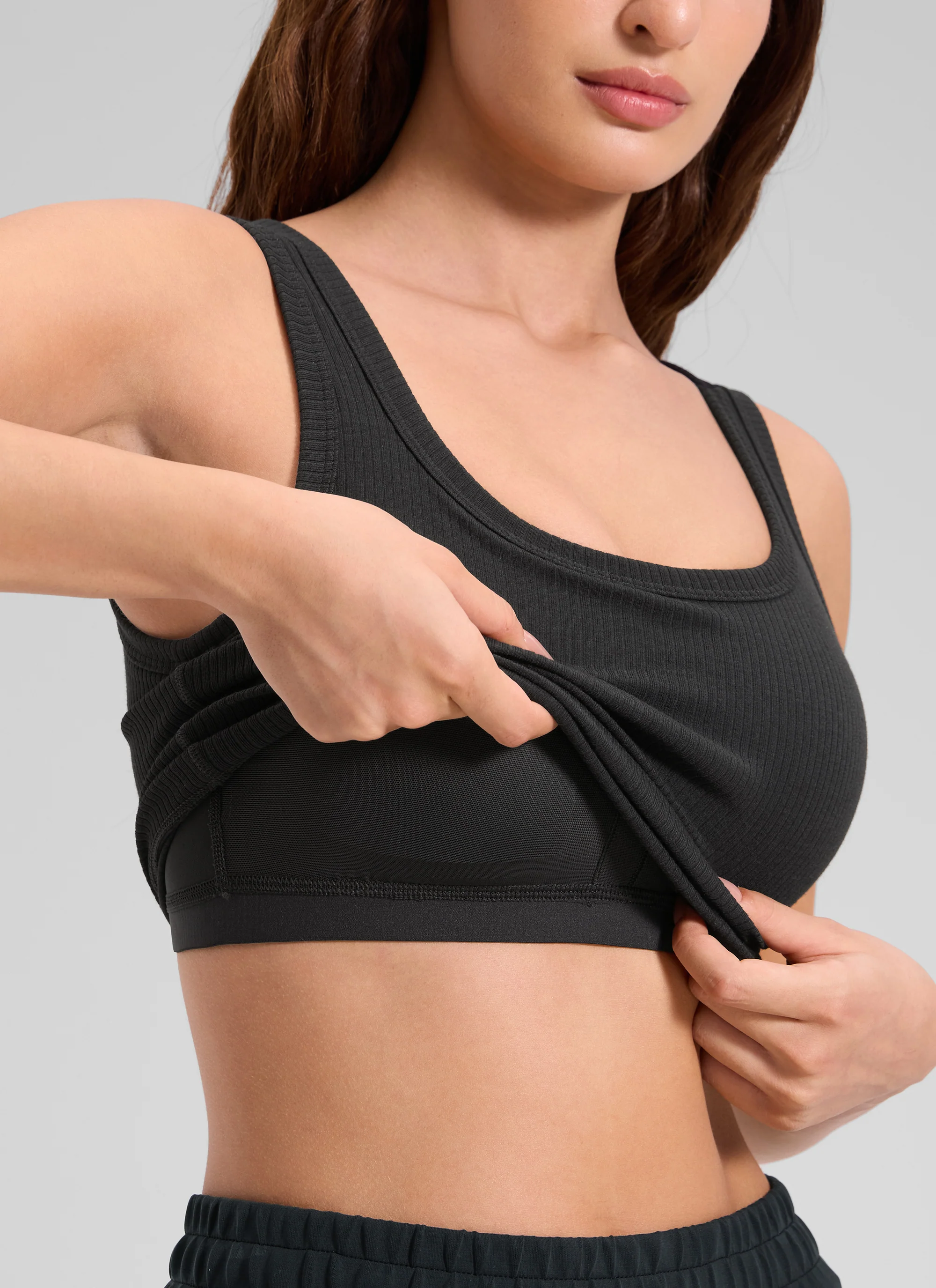 Ribbed U Neck Built in Bra Tank - Image 13