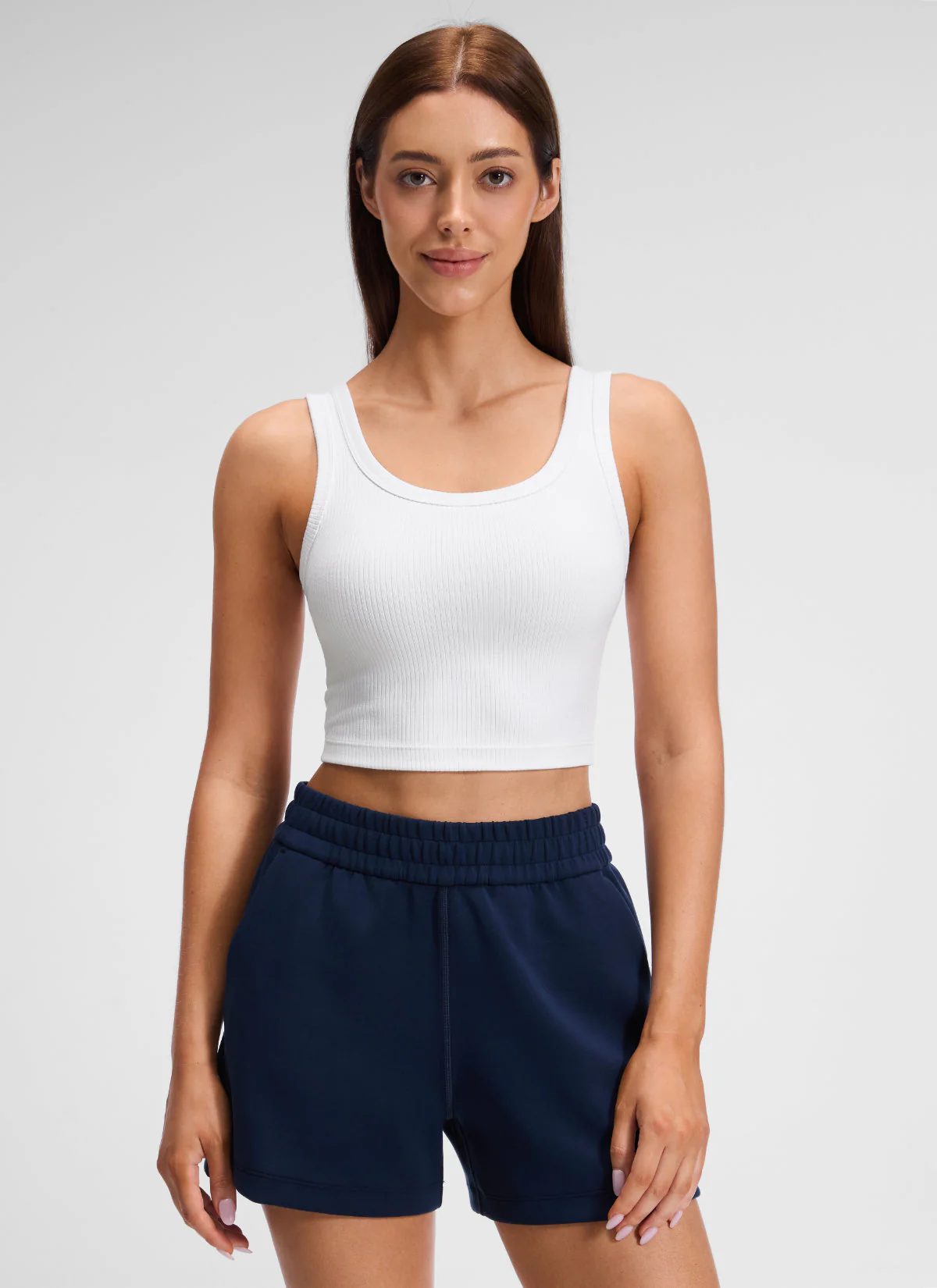 Ribbed U Neck Built in Bra Tank - Image 17
