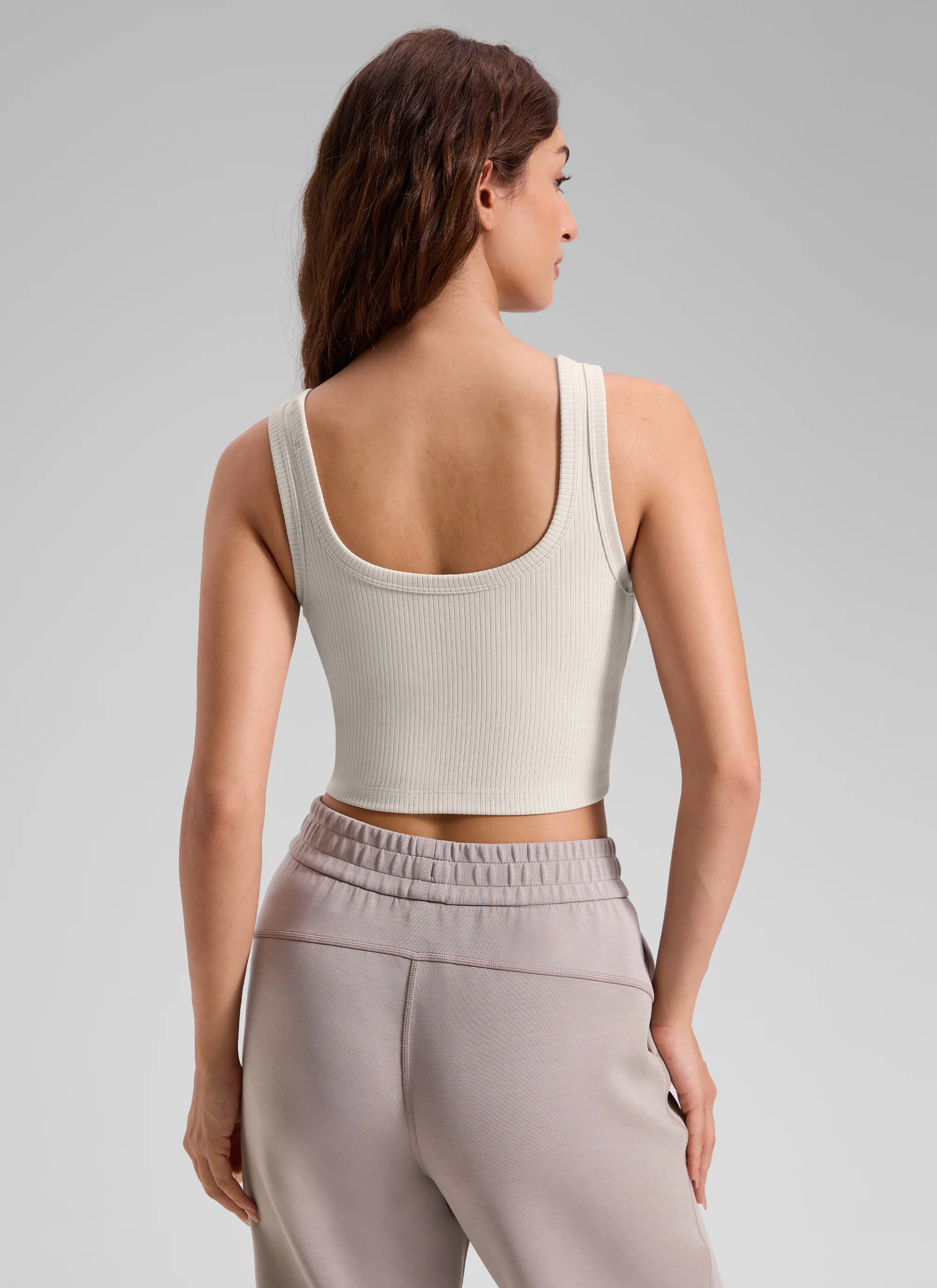 Ribbed U Neck Built in Bra Tank - Image 29