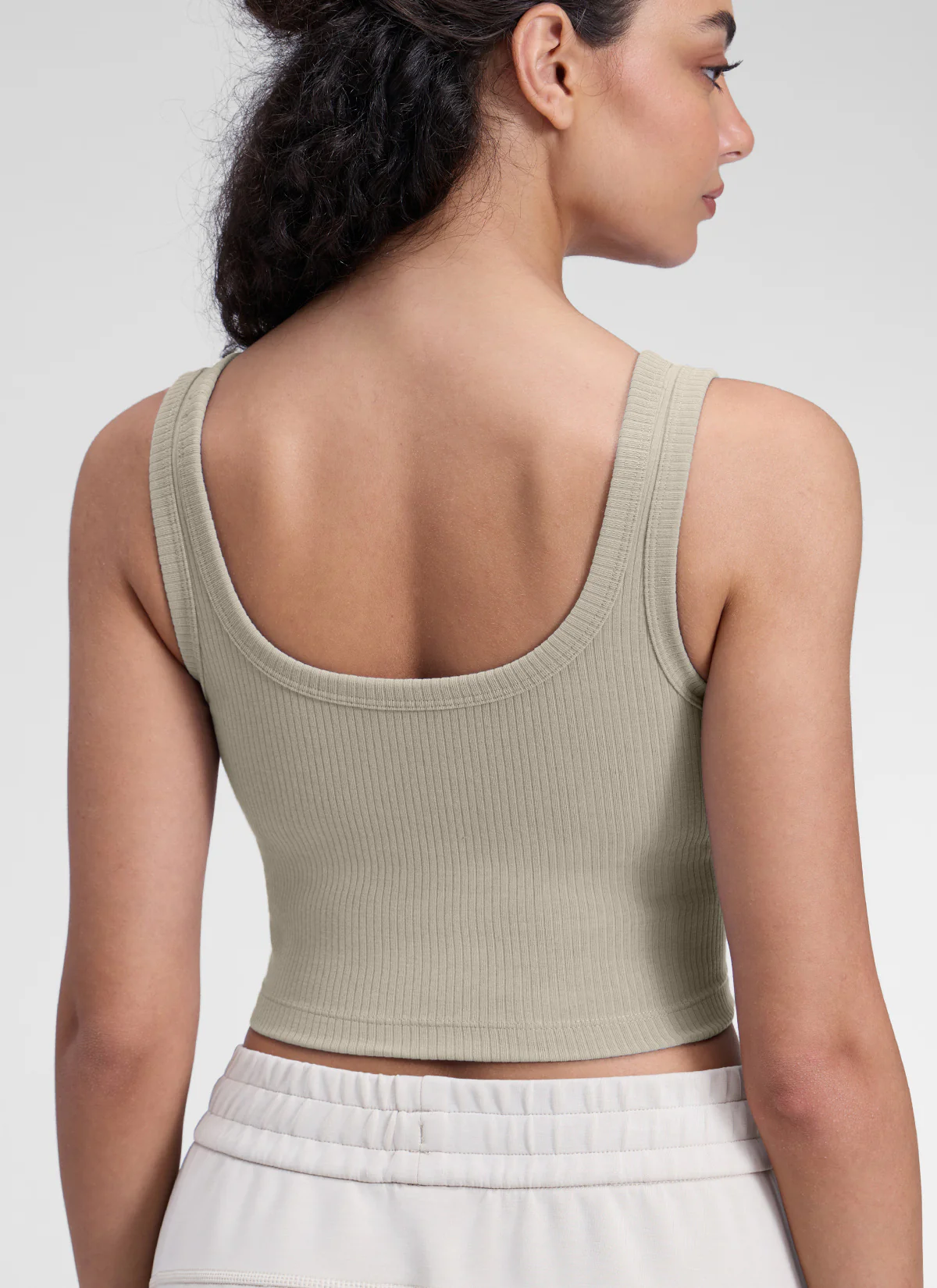 Ribbed U Neck Built in Bra Tank - Image 37