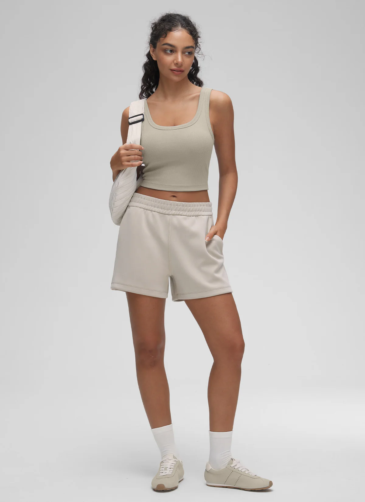 Ribbed U Neck Built in Bra Tank - Image 38
