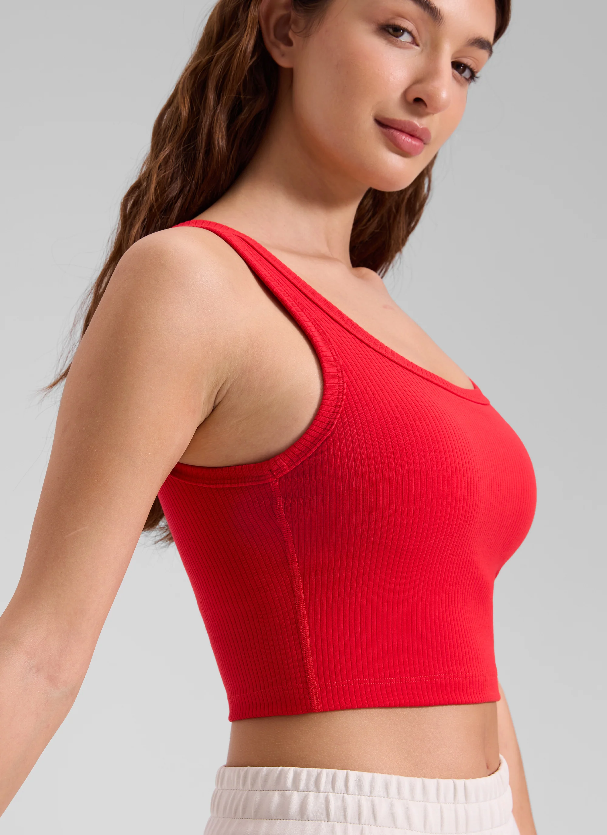 Ribbed U Neck Built in Bra Tank - Image 4