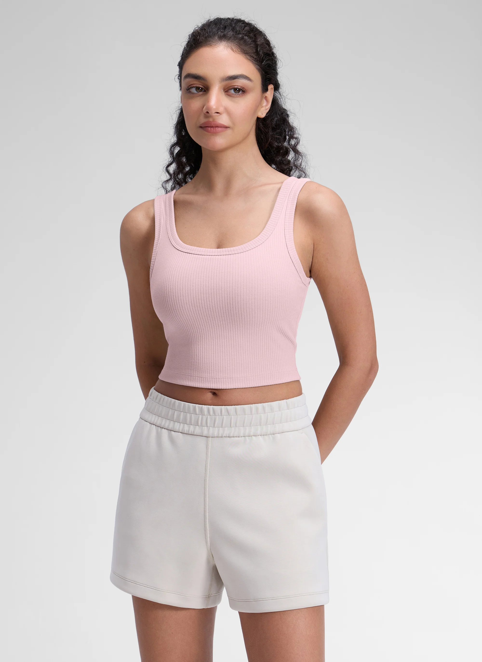 Ribbed U Neck Built in Bra Tank - Image 40