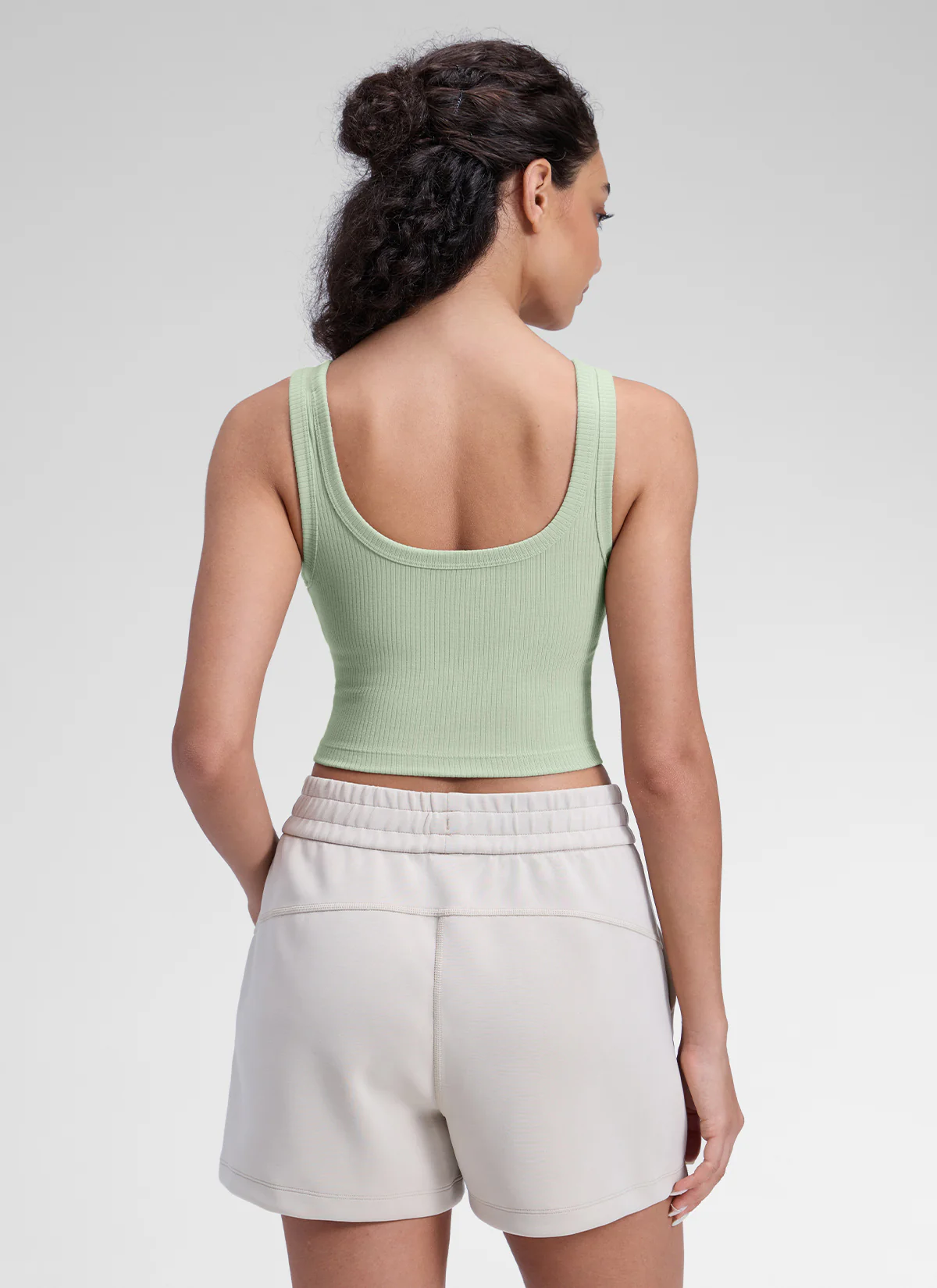 Ribbed U Neck Built in Bra Tank - Image 47