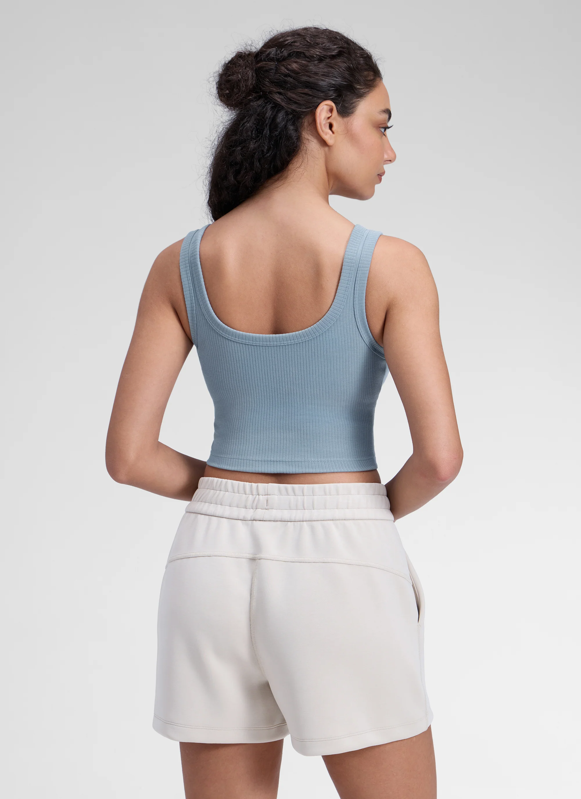 Ribbed U Neck Built in Bra Tank - Image 2