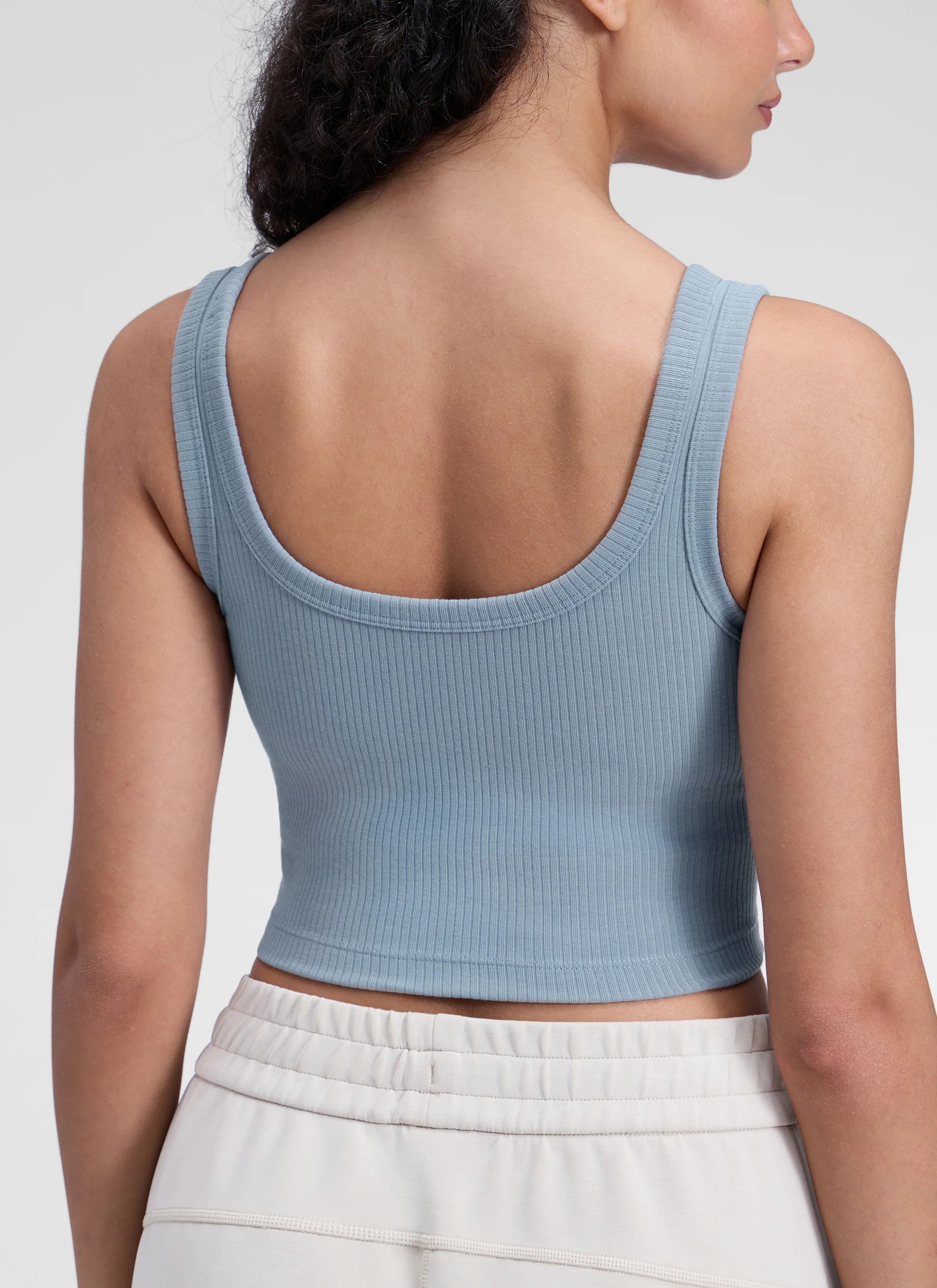 Ribbed U Neck Built in Bra Tank - Image 4