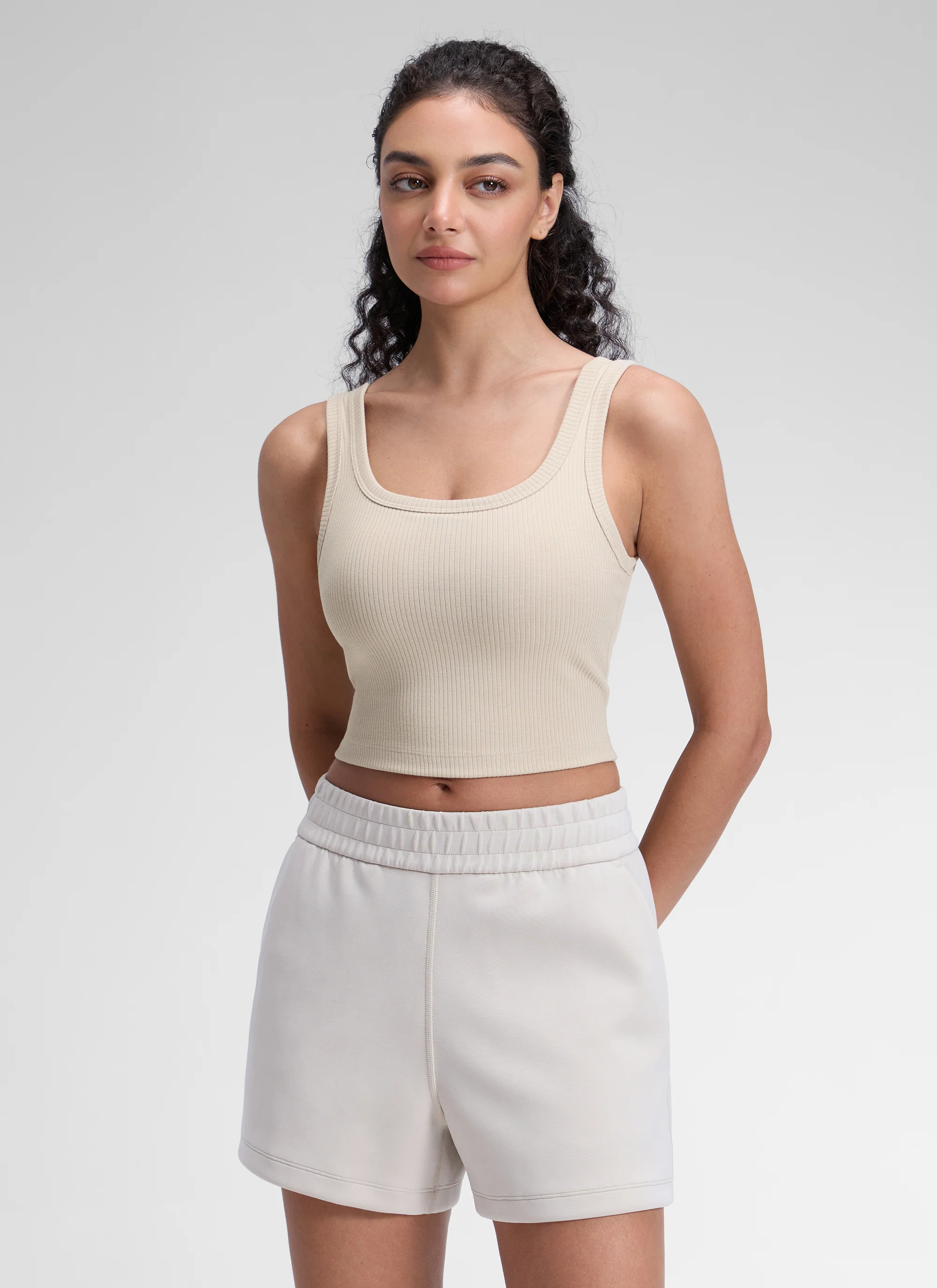 Ribbed U Neck Built in Bra Tank - Image 6