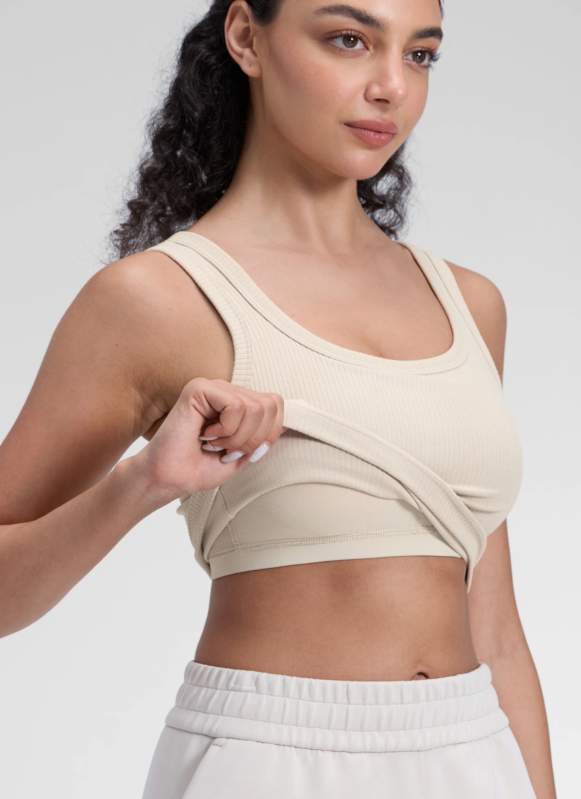 Ribbed U Neck Built in Bra Tank - Image 8