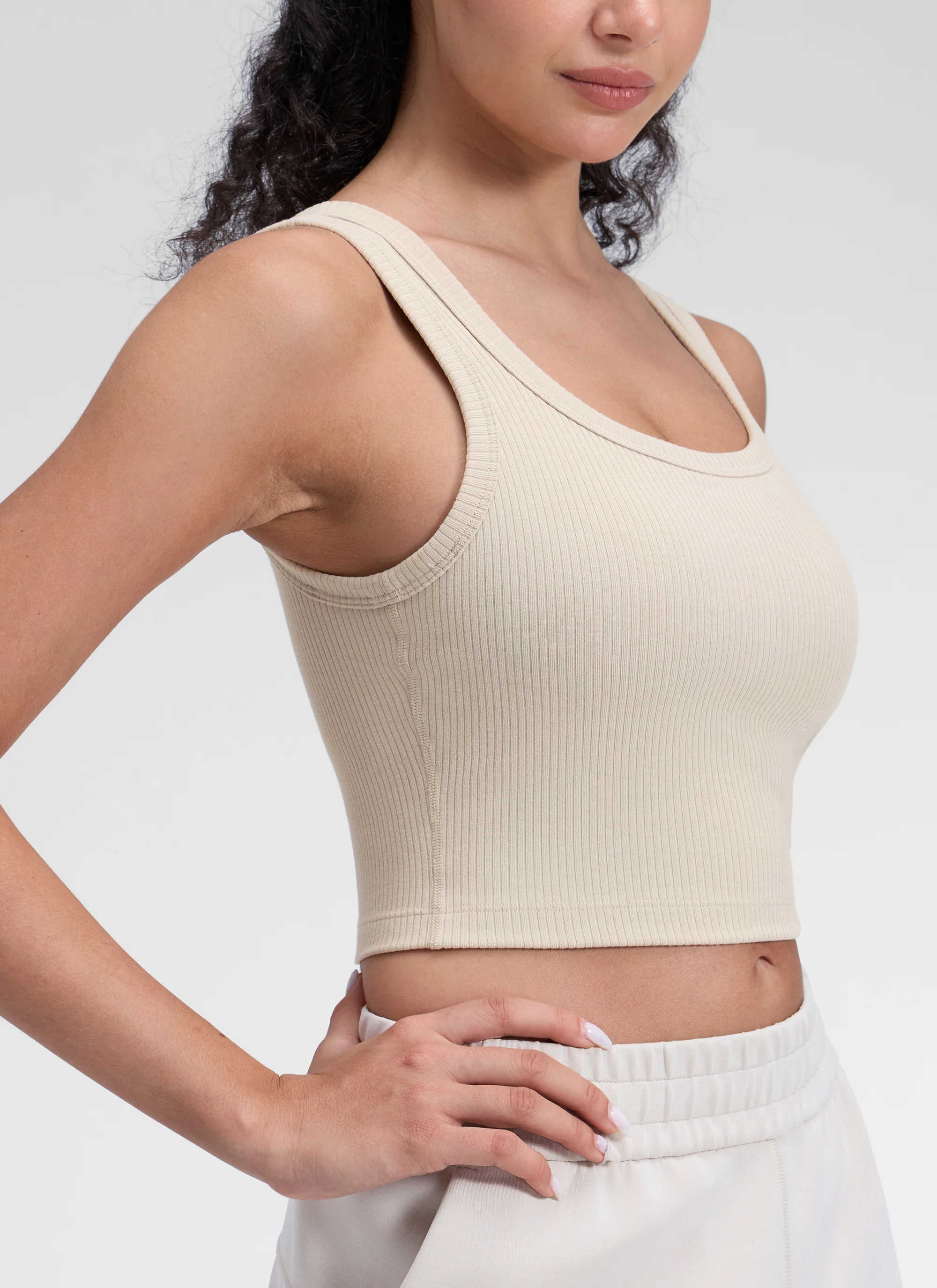 Ribbed U Neck Built in Bra Tank - Image 9