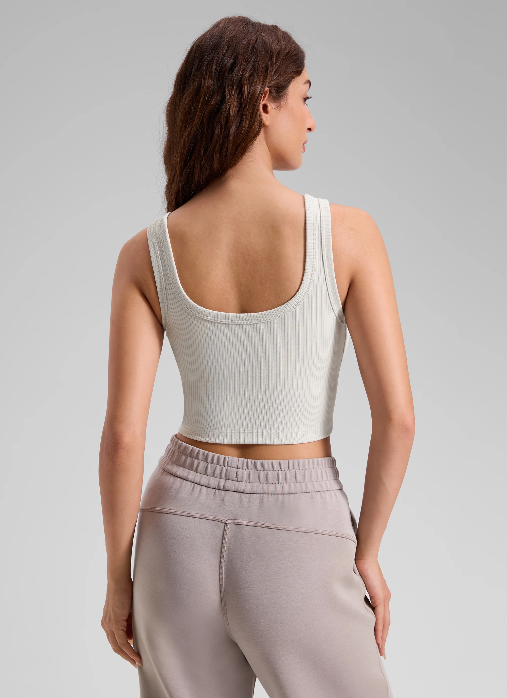 Ribbed U Neck Built in Bra Tank - Image 10