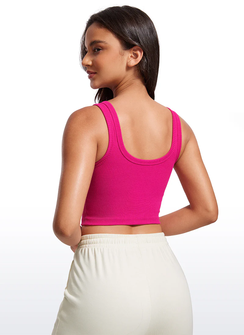 Ribbed U Neck Built in Bra Tank - Image 2