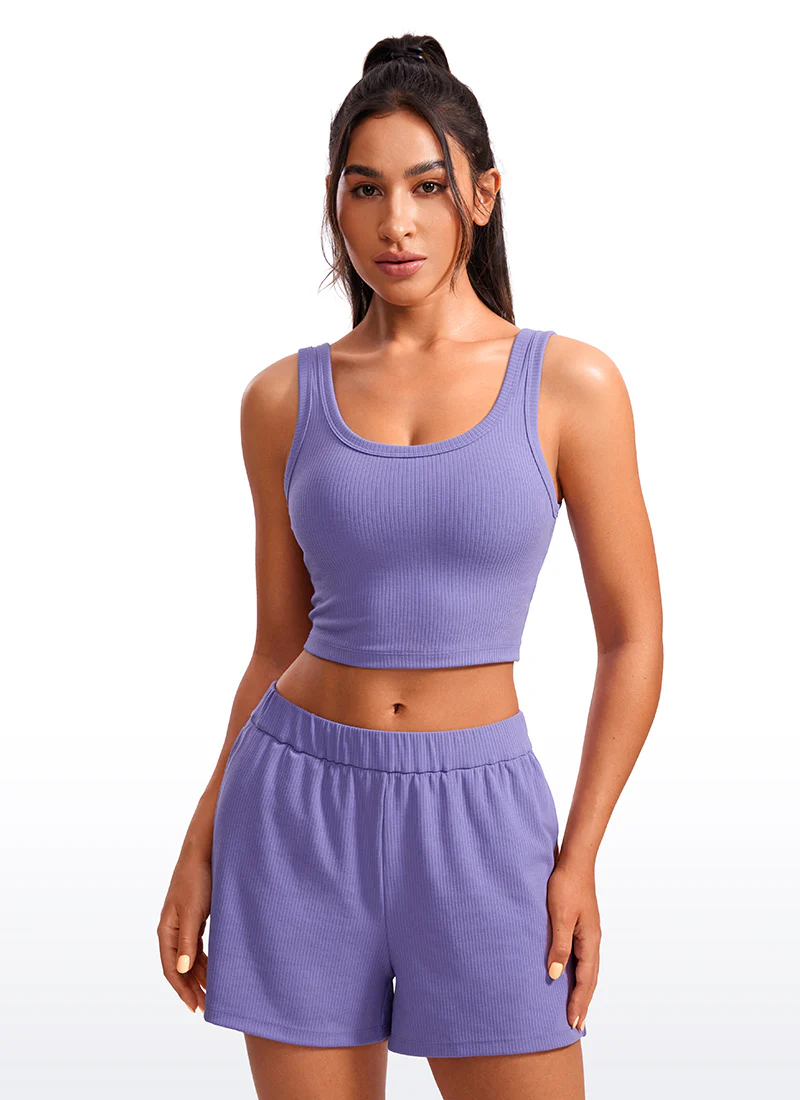 Ribbed U Neck Built in Bra Tank - Image 5