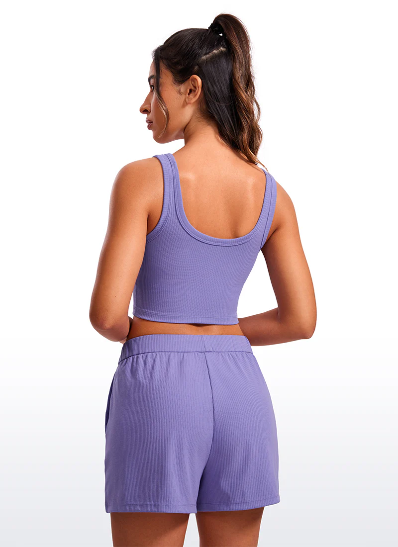 Ribbed U Neck Built in Bra Tank - Image 6