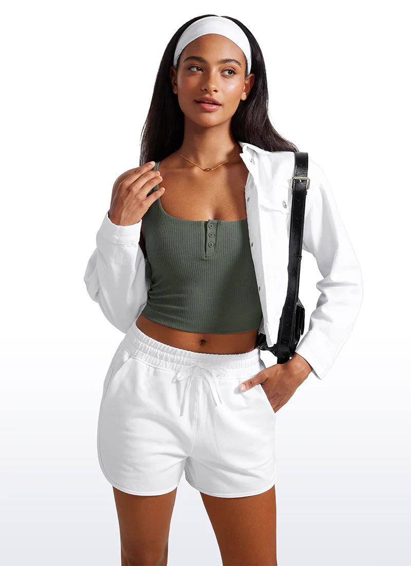 Ribbed Henley Neck Built in Bra Tank - Image 14