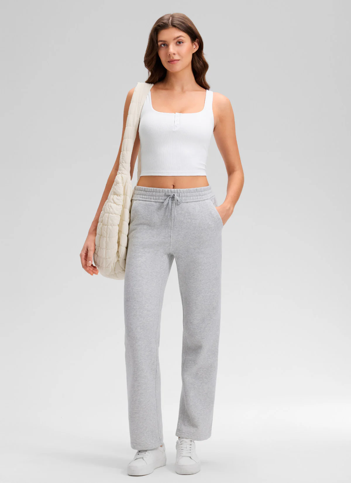 Ribbed Henley Neck Built in Bra Tank - Image 28