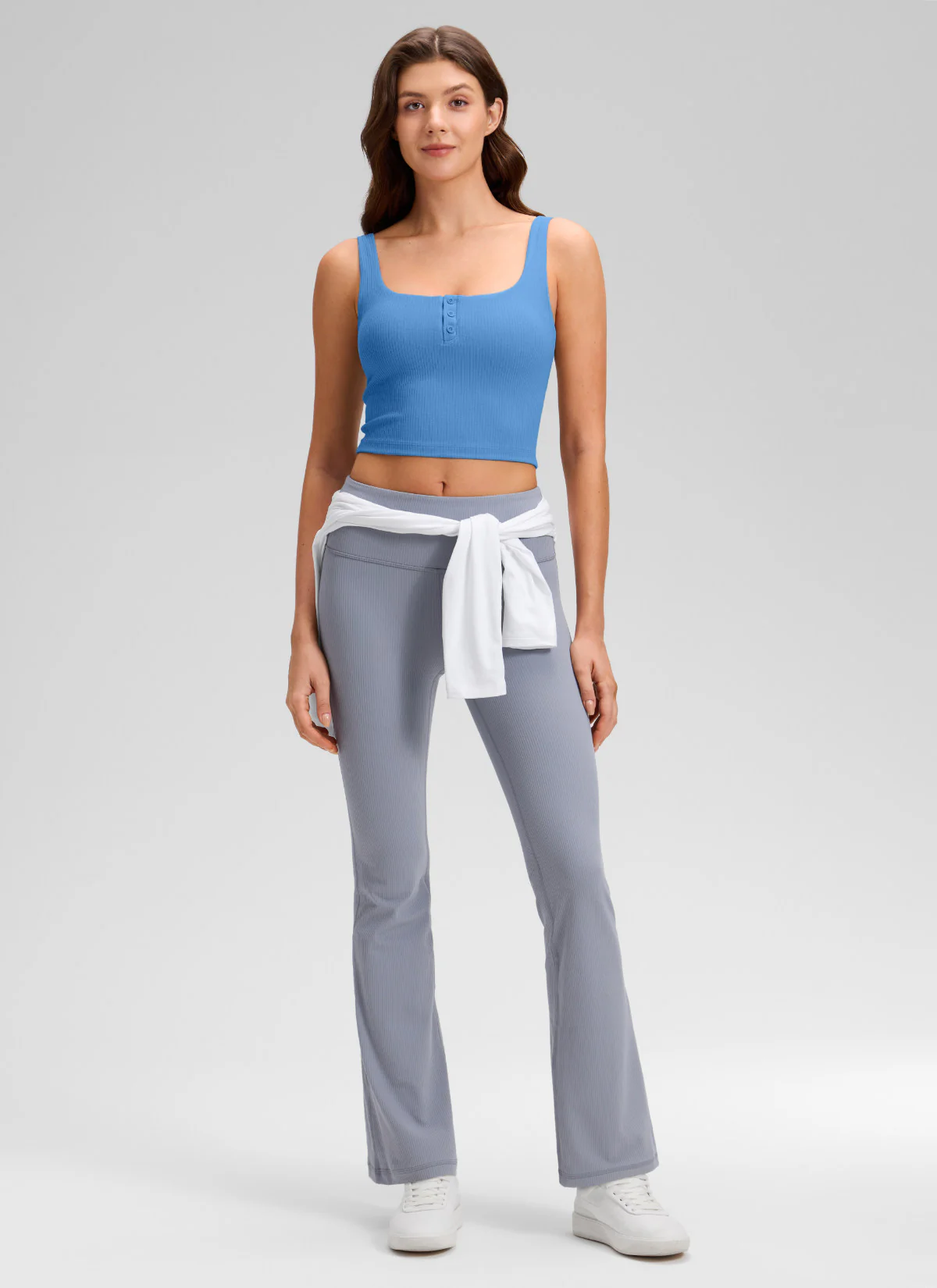 Ribbed Henley Neck Built in Bra Tank - Image 5