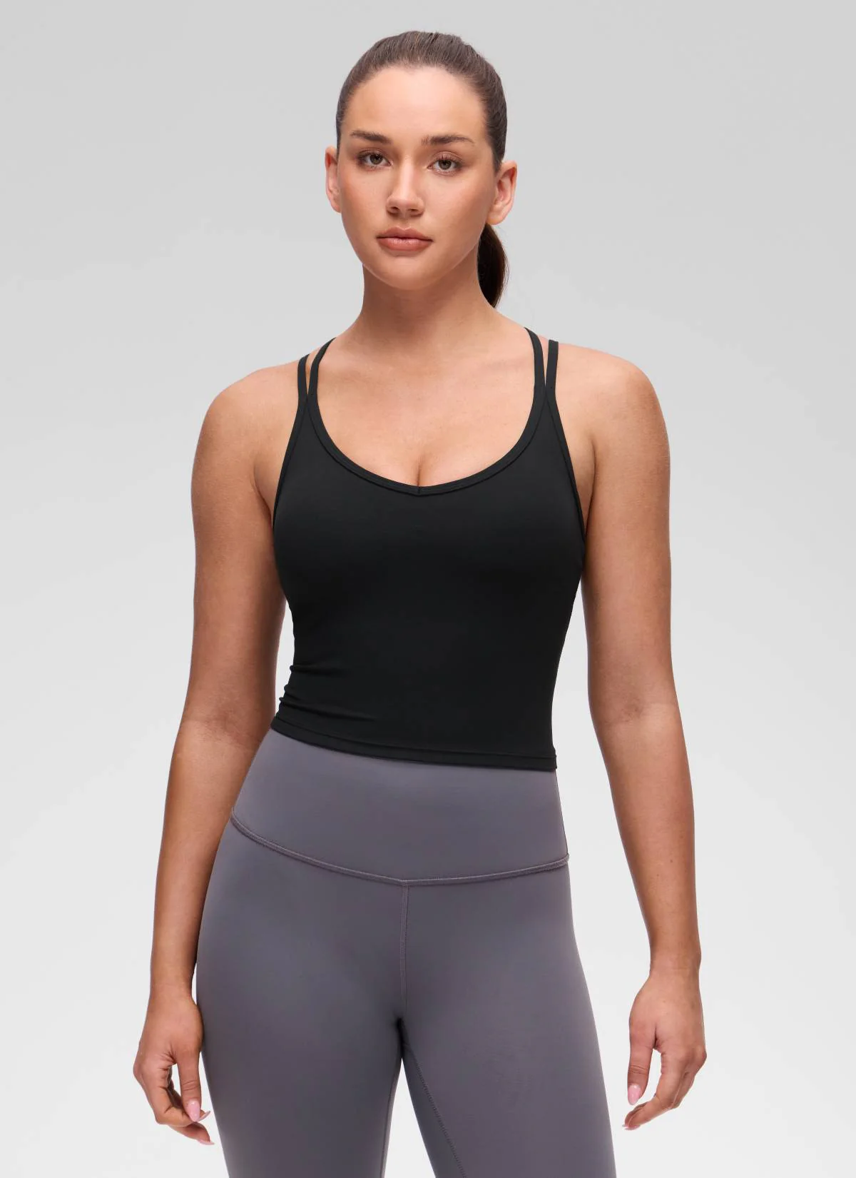 Butterluxe V Neck Cross Back Built in Bra Tank - Image 10