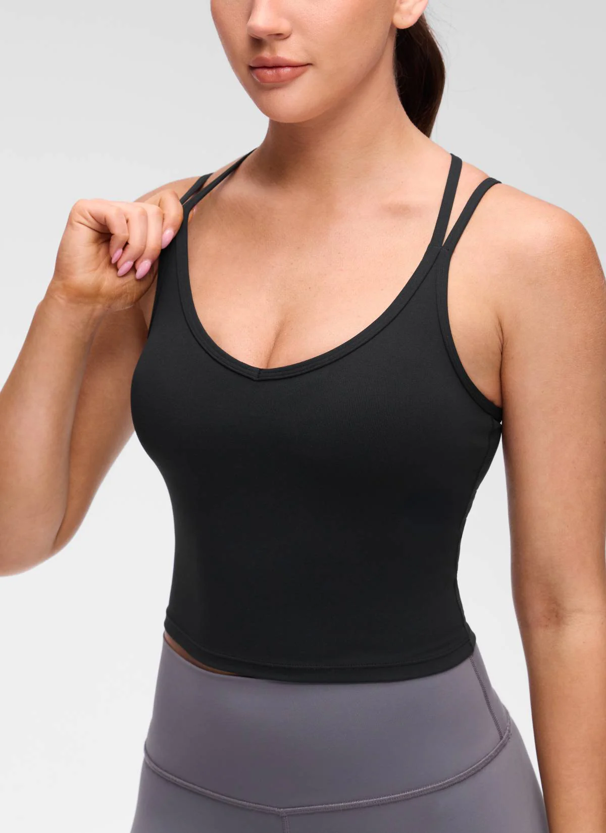 Butterluxe V Neck Cross Back Built in Bra Tank - Image 14