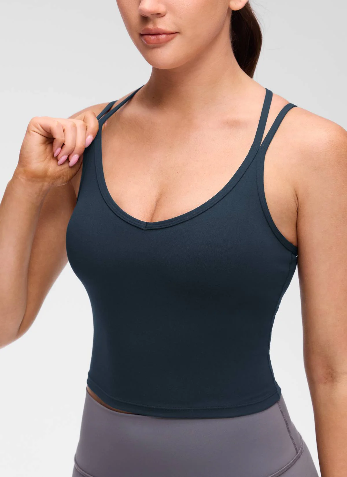 Butterluxe V Neck Cross Back Built in Bra Tank - Image 8
