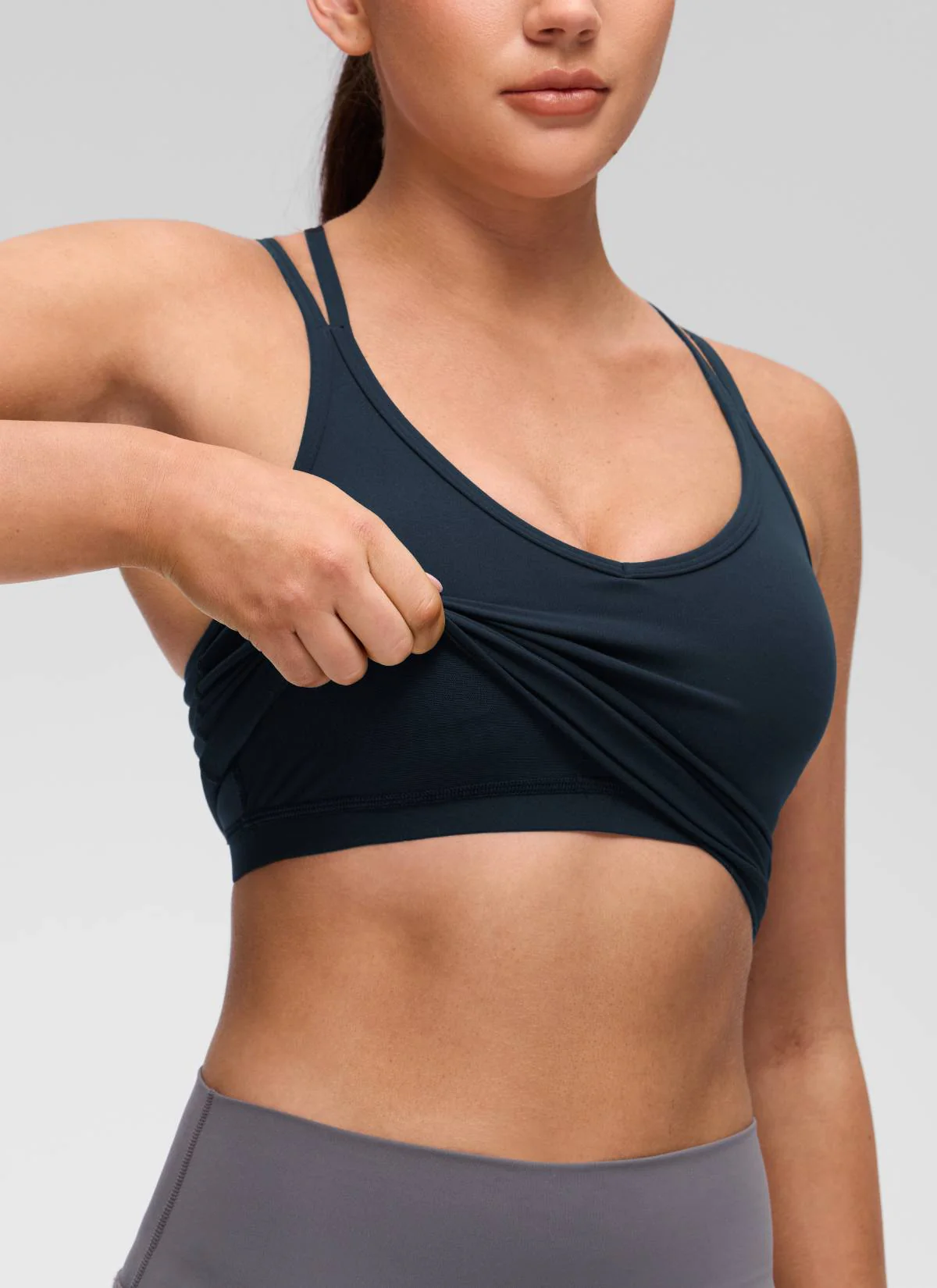 Butterluxe V Neck Cross Back Built in Bra Tank - Image 9