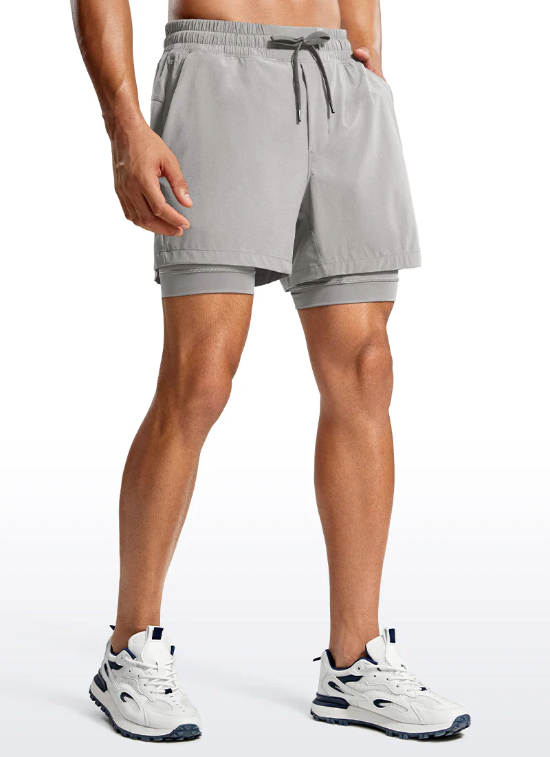 Feathery-Fit 2 in 1 Athletic Shorts 5''- with Pockets & Long Liner - Image 11