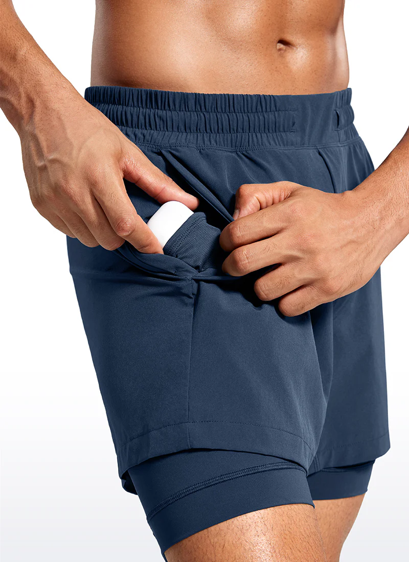 Feathery-Fit 2 in 1 Athletic Shorts 5''- with Pockets & Long Liner - Image 19