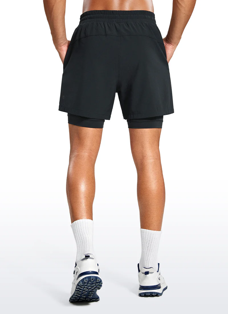 Feathery-Fit 2 in 1 Athletic Shorts 5''- with Pockets & Long Liner - Image 2