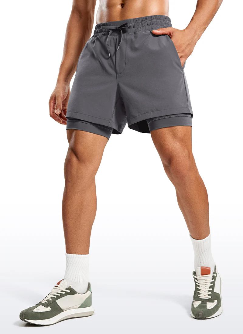Feathery-Fit 2 in 1 Athletic Shorts 5''- with Pockets & Long Liner - Image 26