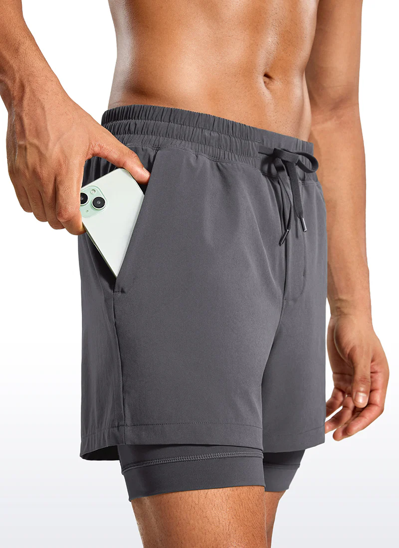 Feathery-Fit 2 in 1 Athletic Shorts 5''- with Pockets & Long Liner - Image 30