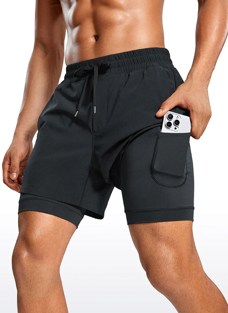 Feathery-Fit 2 in 1 Athletic Shorts 5''- with Pockets & Long Liner - Image 5