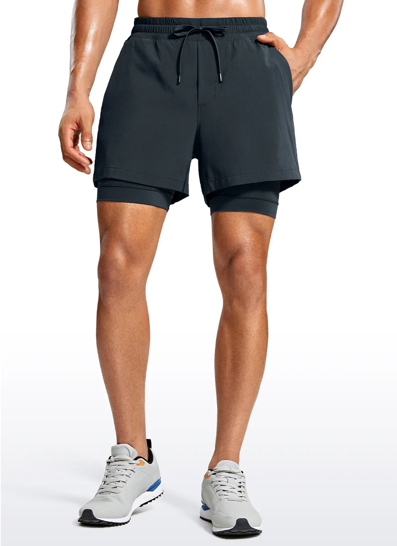 Feathery-Fit 2 in 1 Athletic Shorts 5''- with Pockets & Long Liner - Image 6