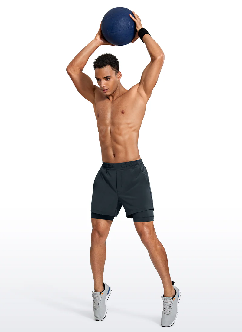 Feathery-Fit 2 in 1 Athletic Shorts 5''- with Pockets & Long Liner - Image 8