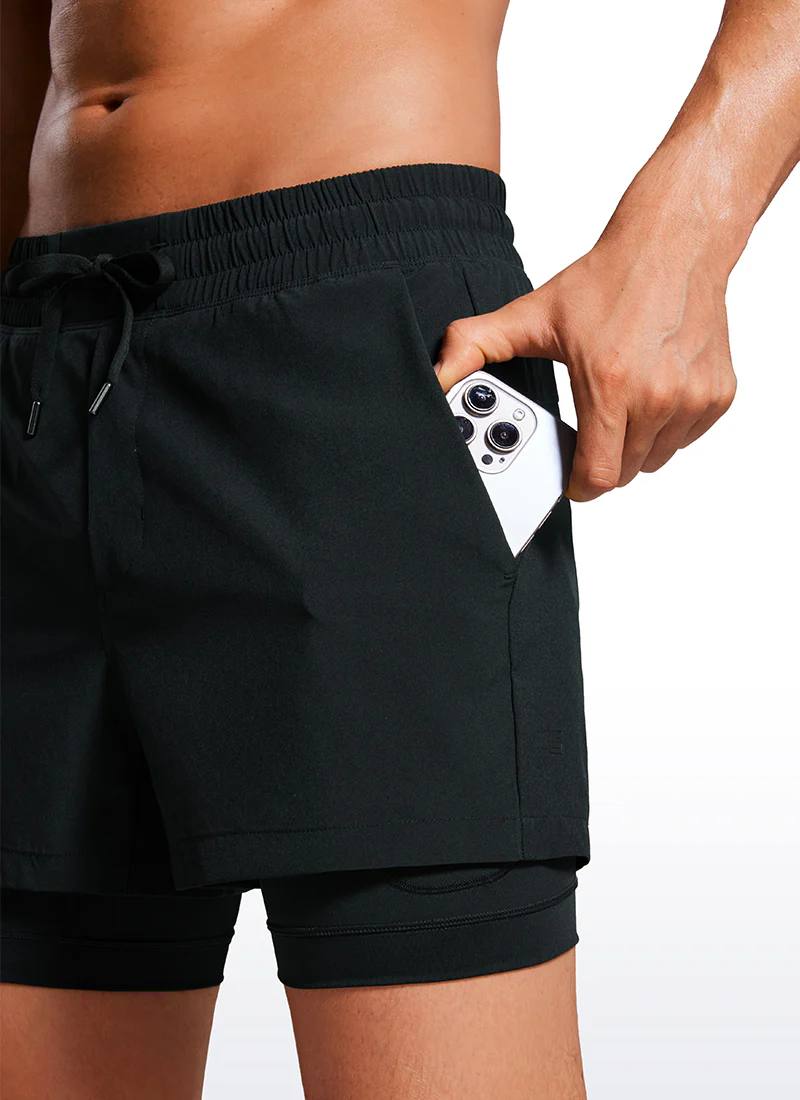 Feathery-Fit 2 in 1 Athletic Shorts 3.5''- with Pockets & Long Liner - Image 9